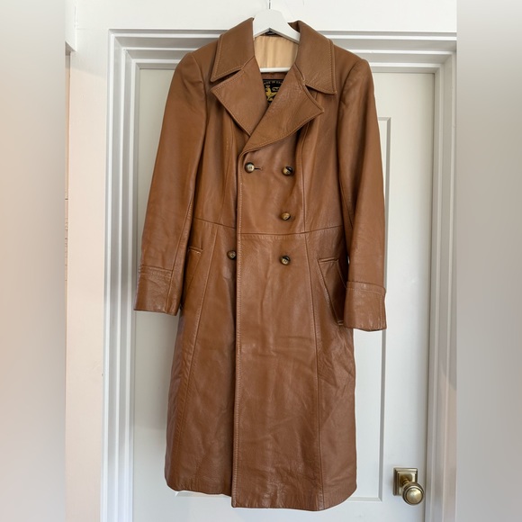 Induyco Vintage Genuine Leather Trench Coat Jacket - Picture 1 of 10